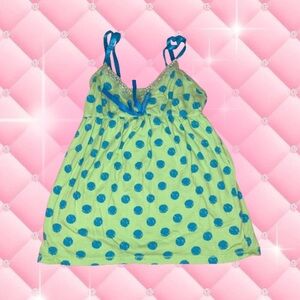 Y2k Neon green polka dot camisole 💙